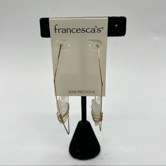 NWT Francesca’s Quartz Goldtone Hoop Earrings - Picture 2 of 4